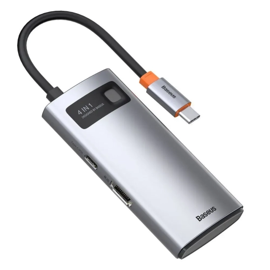 Hub USB-C Baseus Metal Gleam 4w1 HDMI PD USB szary