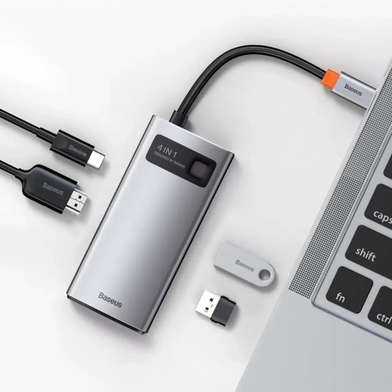 Hub USB-C Baseus Metal Gleam 4w1 HDMI PD USB szary
