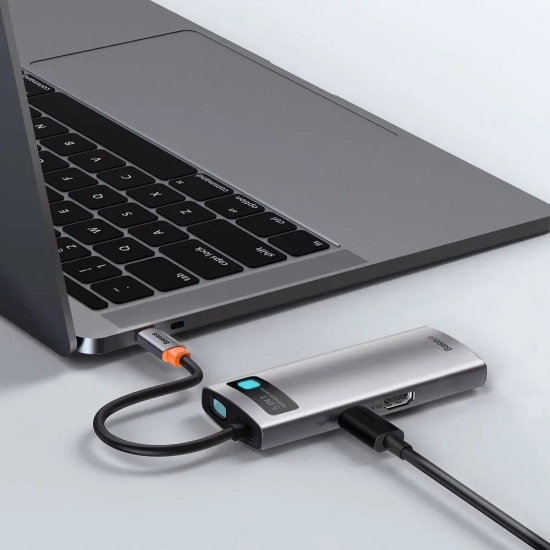 Hub USB-C Baseus Metal Gleam 5w1 HDMI PD 100 W szary