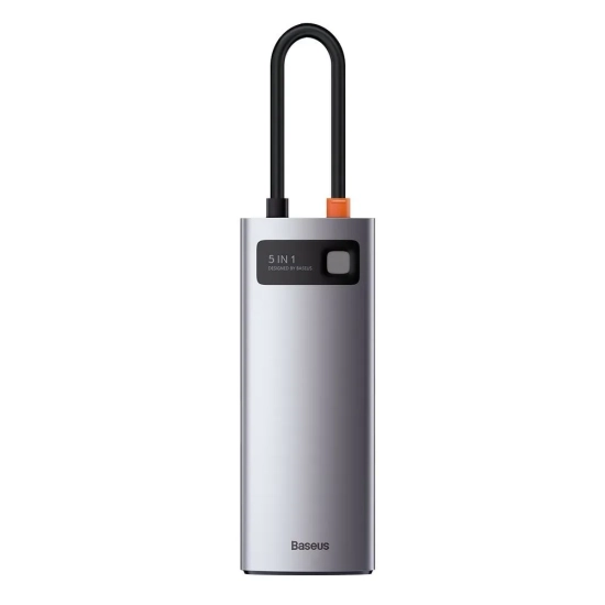 Hub USB-C Baseus Metal Gleam 5w1 HDMI PD 100 W szary