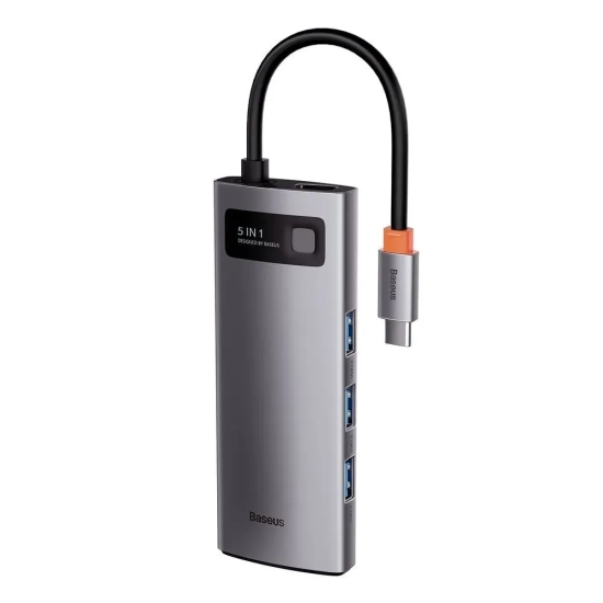 Hub USB-C Baseus Metal Gleam 5w1 HDMI PD 100 W szary