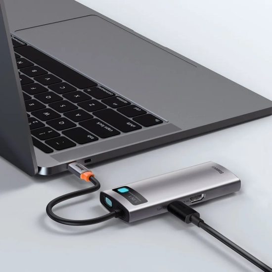 Baseus Hub USB-C 5w1 HDMI 4K PD 100 W USB 3.2 szary
