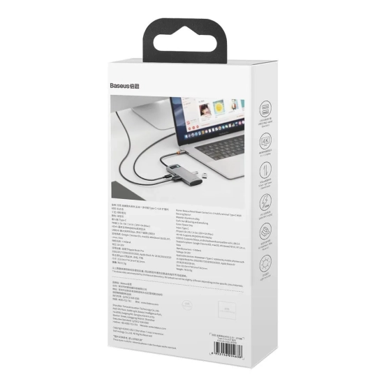 Baseus Hub USB-C 5w1 HDMI 4K PD 100 W USB 3.2 szary