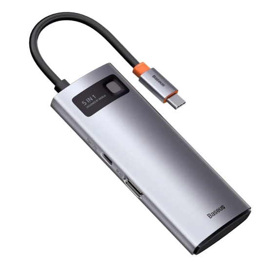 Baseus Hub USB-C 5w1 HDMI 4K PD 100 W USB 3.2 szary