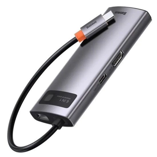 Baseus Hub USB-C Metal Gleam 6w1 HDMI RJ45 PD 100 W