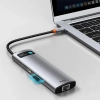 Hub USB-C Baseus Metal Gleam 8w1 HDMI PD RJ45 SD/TF szary