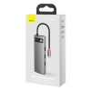 Hub USB-C Baseus Metal Gleam 8w1 HDMI PD RJ45 SD/TF szary