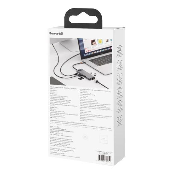 Baseus Hub USB-C Metal Gleam 8w1 HDMI RJ45 SD TF