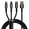 Kabel Baseus Tungsten 3w1 USB-A 3,5A 1,5 m czarny