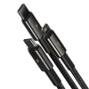 Kabel Baseus Tungsten 3w1 USB-A 3,5A 1,5 m czarny