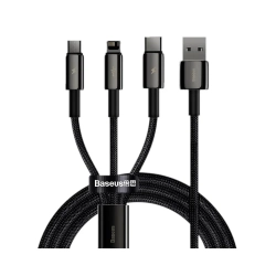 Baseus Tungsten 3w1 USB-A – USB-C / Lightning / micro USB 3,5A 1,5 m czarny – przewód ze złączami USB-A – USB-C / Lightn
