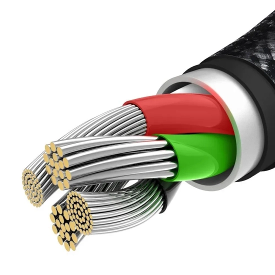 Kabel Baseus Tungsten 3w1 USB-A 3,5A 1,5 m czarny