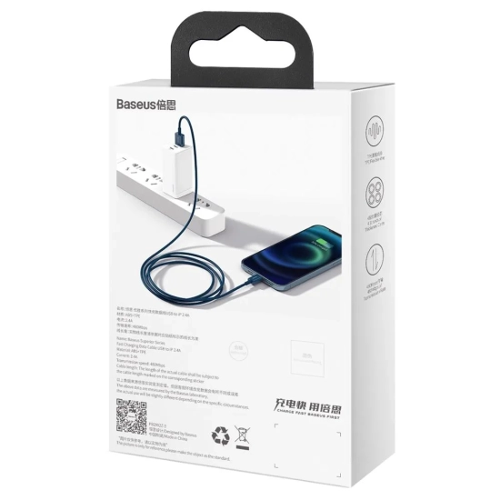 Baseus Kabel Superior USB-A–Lightning 1 m niebieski