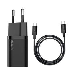 Baseus Super Si ładowarka sieciowa 25W USB-C czarna — wariant produktu marki Baseus, kolor czarny, moc do 25W.