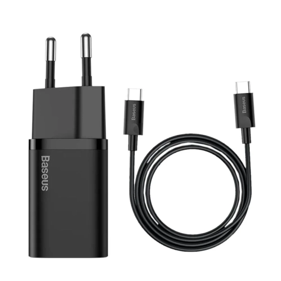 Baseus Super Si ładowarka sieciowa 25W USB-C czarna — wariant produktu marki Baseus, kolor czarny, moc do 25W.