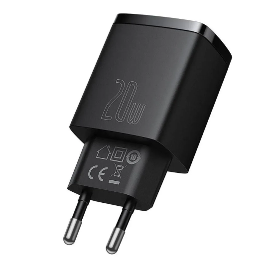 Baseus Compact ładowarka sieciowa 20 W USB-C czarna