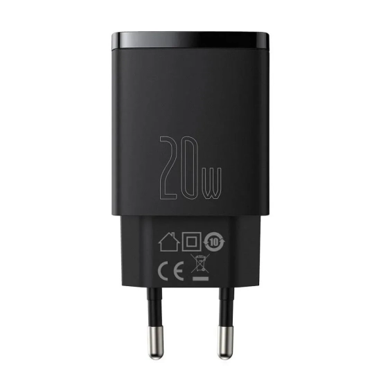 Baseus Compact ładowarka sieciowa 20 W USB-C czarna