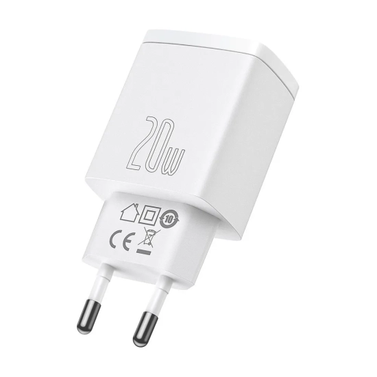 Baseus Ładowarka sieciowa Compact CCXJ-B02 20 W USB-C USB-A biała