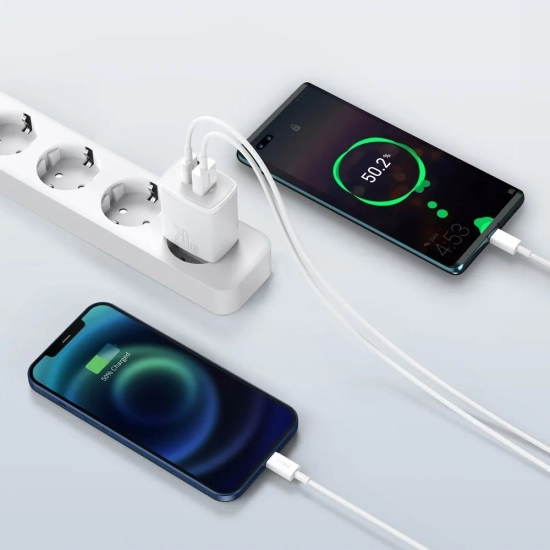 Baseus Ładowarka sieciowa Compact CCXJ-B02 20 W USB-C USB-A biała