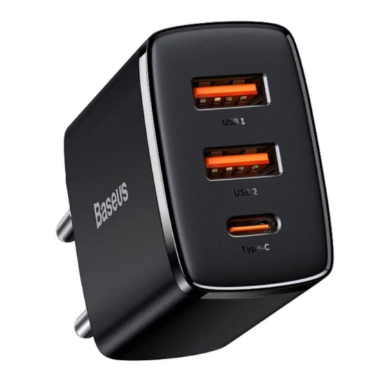Baseus Compact Quick Charger ładowarka sieciowa 30W 2x USB czarna — wariant produktu marki Baseus, kolor czarny, moc do