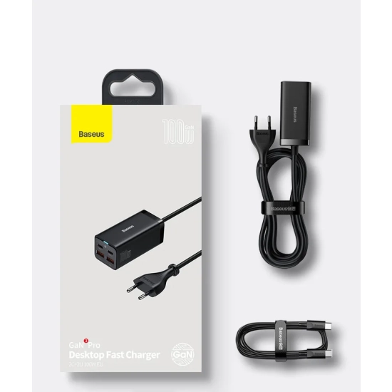 Baseus GaN3 Pro ładowarka sieciowa 100 W 2x USB-C czarna