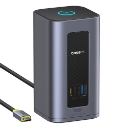 Szara pionowa stacja dokująca Baseus Nomos NU1 Air Spacemate 12w1 USB-C.