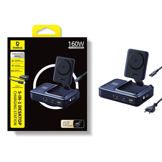 Baseus Stacja ładująca Nomos NH21 Qi2 160 W 5w1 czarna