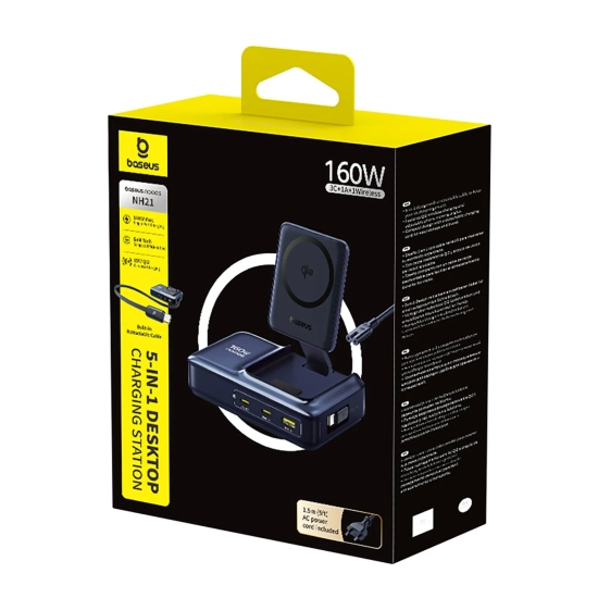 Baseus Stacja ładująca Nomos NH21 Qi2 160 W 5w1 czarna