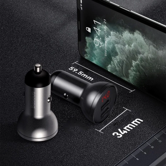 Baseus ładowarka samochodowa 24 W 2x USB czarna