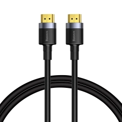 Czarny kabel Baseus Cafule CADKLF-E01 HDMI 2.0 o długości 1 m z dwoma męskimi wtykami HDMI.