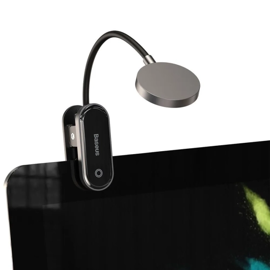 Baseus Lampka do czytania Mini LED z klipsem USB-C szara