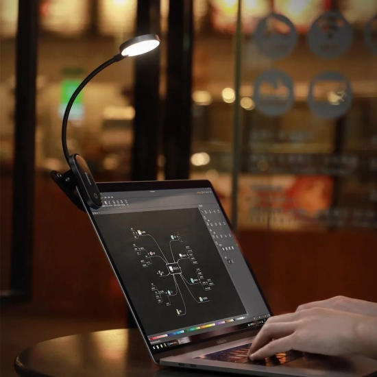 Baseus Lampka do czytania Mini LED z klipsem USB-C szara