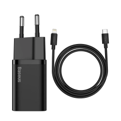 Baseus Super Si ładowarka sieciowa 20W USB-C czarna — wariant produktu marki Baseus, kolor czarny, moc do 20W.