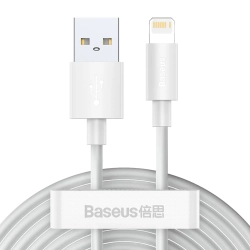 Baseus Simple Wisdom USB-A – Lightning 2,4A 1,5 m biały – przewód ze złączami USB-A – Lightning w kolorze biały.