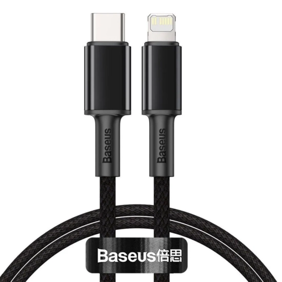 Baseus High Density CATLGD-01 USB-C – Lightning 20W 1,0 m czarny – przewód ze złączami USB-C – Lightning w kolorze czarn