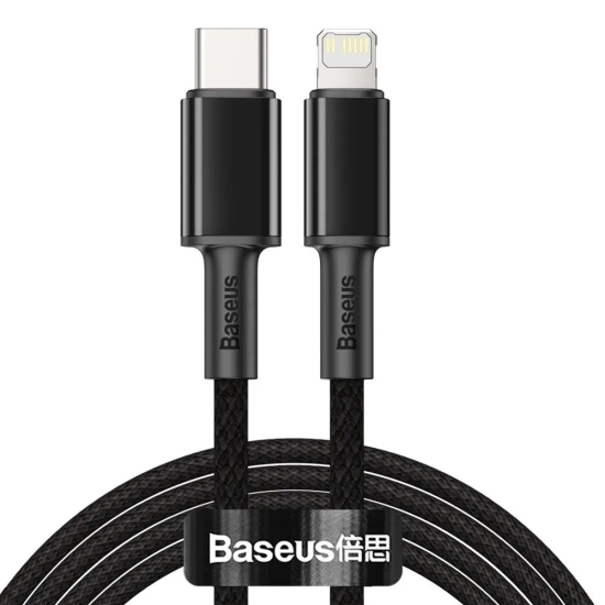 Baseus kabel 6953156231948 USB-C – Lightning 20W 2 m czarny – przewód ze złączami USB-C – Lightning w kolorze czarny.