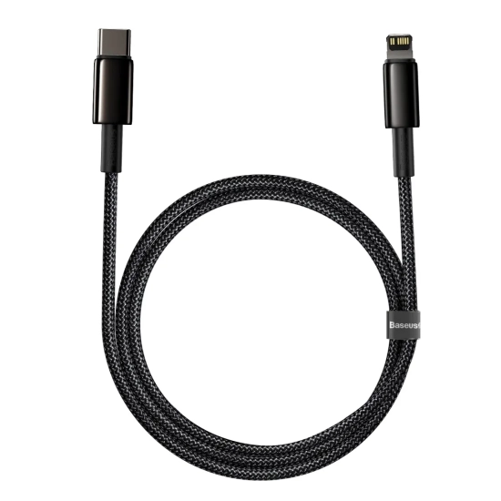 Kabel Baseus Tungsten Gold CATLWJ-01 USB-C–Lightning 20W 1 m czarny
