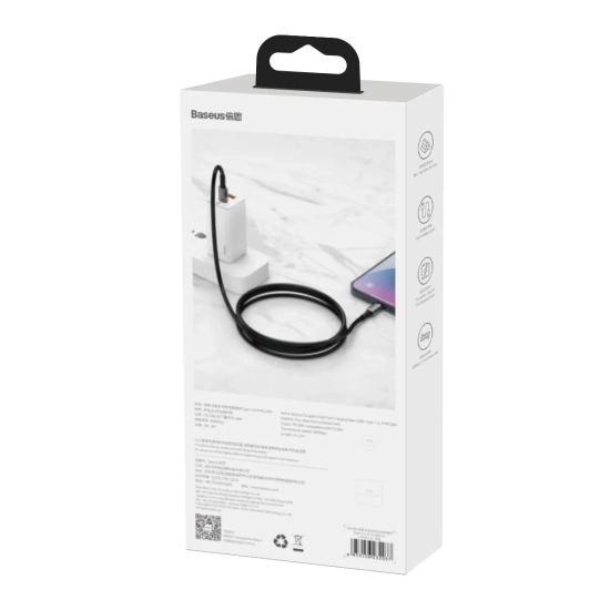 Baseus Tungsten Gold USB-C – Lightning 20 W 1 m czarny