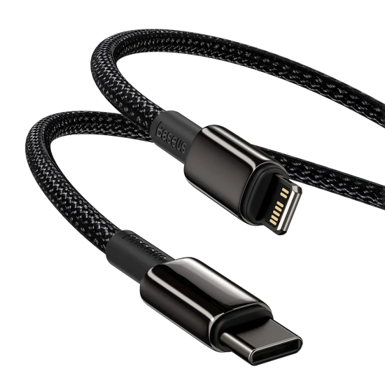 Kabel Baseus Tungsten Gold CATLWJ-A01 USB-C–Lightning 20W 2 m czarny