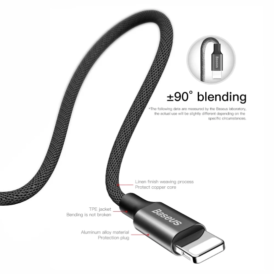 Baseus Yiven CALYW-A01 USB-A – Lightning 2A 1,8 m czarny