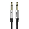 Czarno-srebrny kabel audio Baseus Yiven M30 CAM30-BS1 o długości 1 m z dwoma męskimi wtykami Jack 3,5 mm.