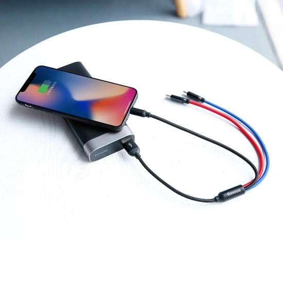 Kabel Baseus 3w1 USB-A – USB-C/Lightning/Micro-USB 0,3 m