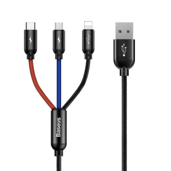 Baseus Three Primary Colors USB-A – USB-C / Lightning / micro USB 3,5A – przewód ze złączami USB-A – USB-C / Lightning /