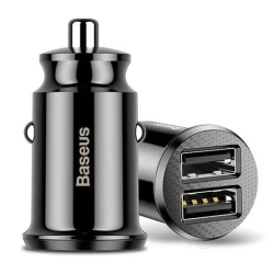 Baseus Grain ładowarka samochodowa 2x USB czarna — wariant produktu marki Baseus, kolor czarny.