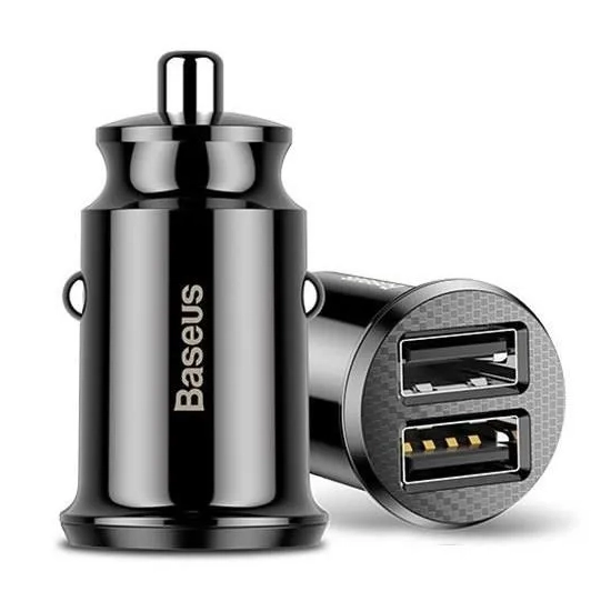 Baseus Grain ładowarka samochodowa 2x USB czarna — wariant produktu marki Baseus, kolor czarny.