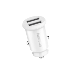 Baseus Grain ładowarka samochodowa 2x USB biała — wariant produktu marki Baseus, kolor biały.