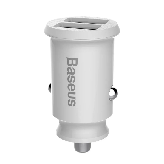 Mini ładowarka samochodowa do telefonu 2x USB Grain Car Charger biały