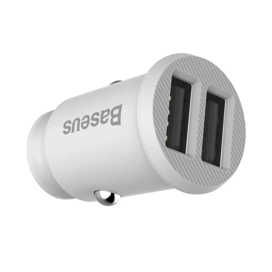 Mini ładowarka samochodowa do telefonu 2x USB Grain Car Charger biały