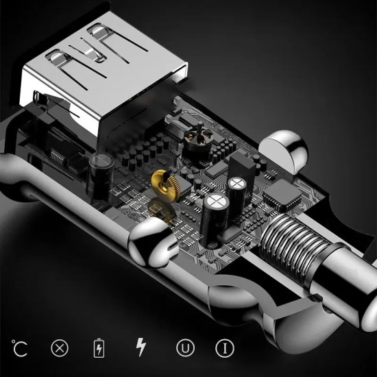 Mini ładowarka samochodowa do telefonu 2x USB Grain Car Charger biały