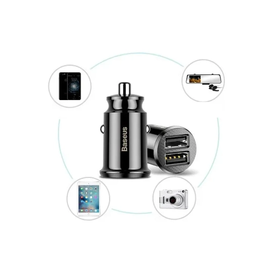 Mini ładowarka samochodowa do telefonu 2x USB Grain Car Charger biały